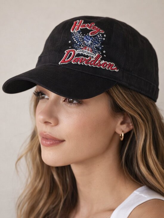 Harley-Davidson Accessories - Harley Davidson Hat Cap. Silver Crystal/Rhinestone American Size M Bling NWOT